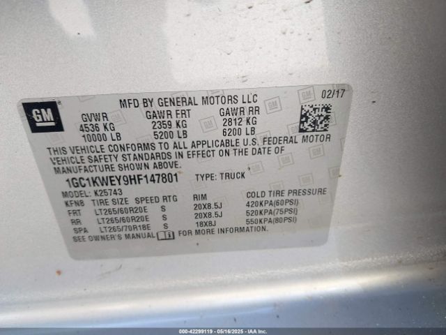 2017 CHEVROLET SILVERADO 2500HD 1GC1KWEY9HF147801 Photo 8