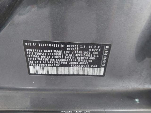 3VWC57BU2LM083601 Volkswagen Jetta 1.4t R-line/1.4t S/1.4t Se