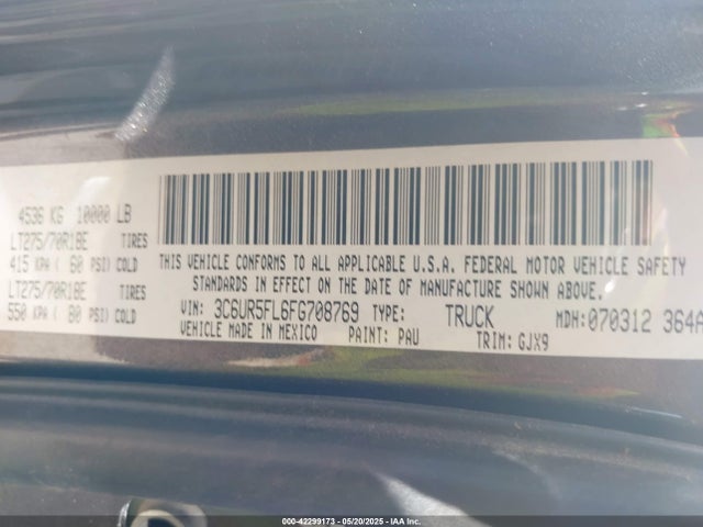 RAM 2500 2015 3C6UR5FL6FG708769 Image 9