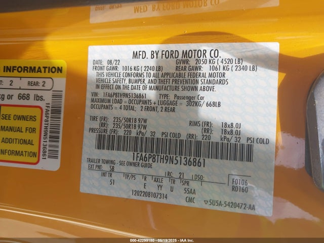 Ford 4v 2022 1FA6P8TH9N5136861 Image 9