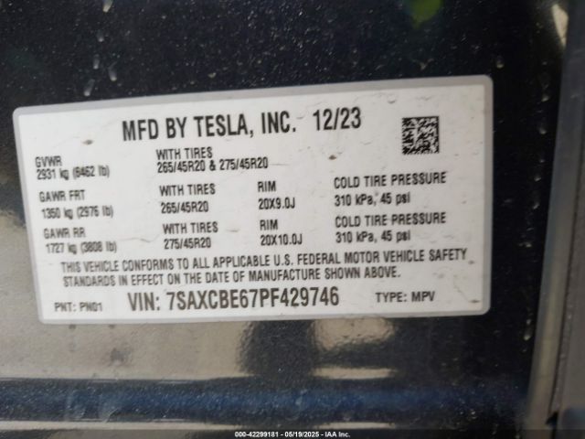 2023 TESLA MODEL X 7SAXCBE67PF429746 Photo 8