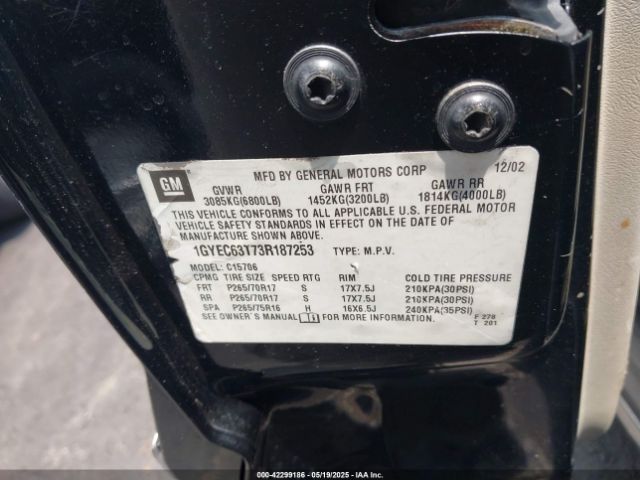 2003 CADILLAC ESCALADE 1GYEC63T73R187253 Photo 8