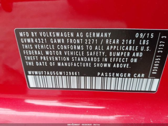 2016 VOLKSWAGEN GOLF R WVWUF7AU5GW129661 Photo 8