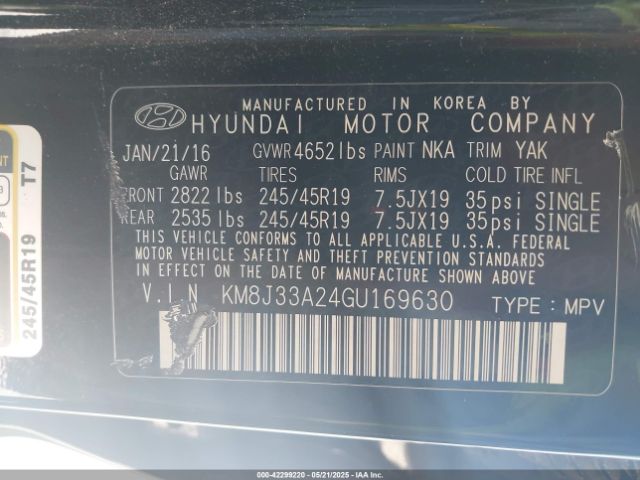 KM8J33A24GU169630 Hyundai Tucson Limited