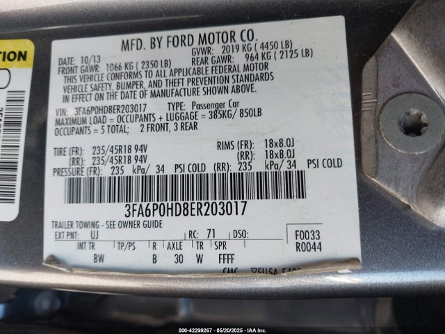 Ford Fusion 2014 3FA6P0HD8ER203017 Image 9