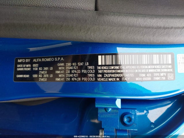 ZASPAKBNXN7D48765 Alfa Romeo Stelvio