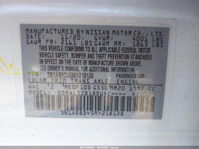 3N1AB8DV5MY218128 Nissan Sentra