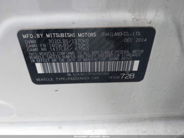 2015 MITSUBISHI MIRAGE ML32A3HJ7FH036589 Photo 8