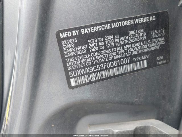 5UXWX9C53F0D61007 BMW X3 Xdrive28i