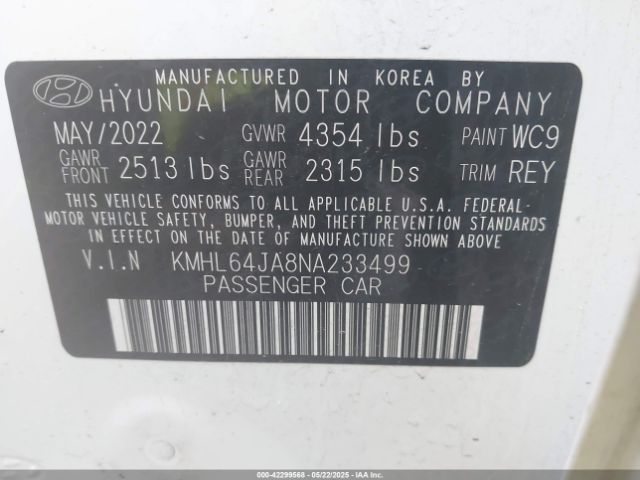 2022 HYUNDAI SONATA KMHL64JA8NA233499 Photo 8