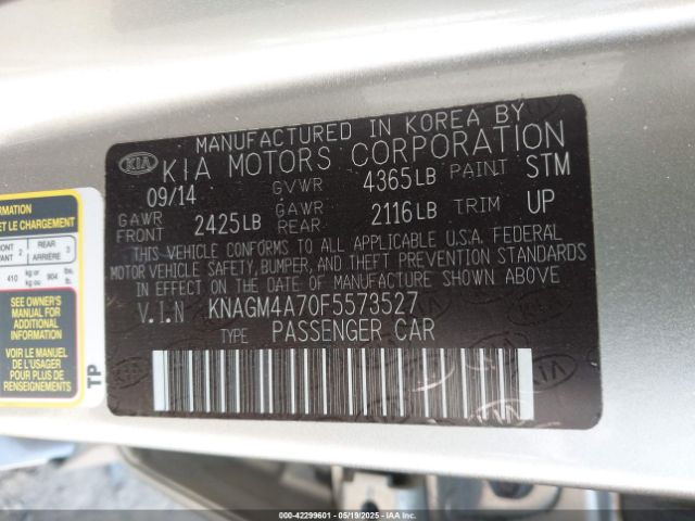 KNAGM4A70F5573527 KIA Optima Lx