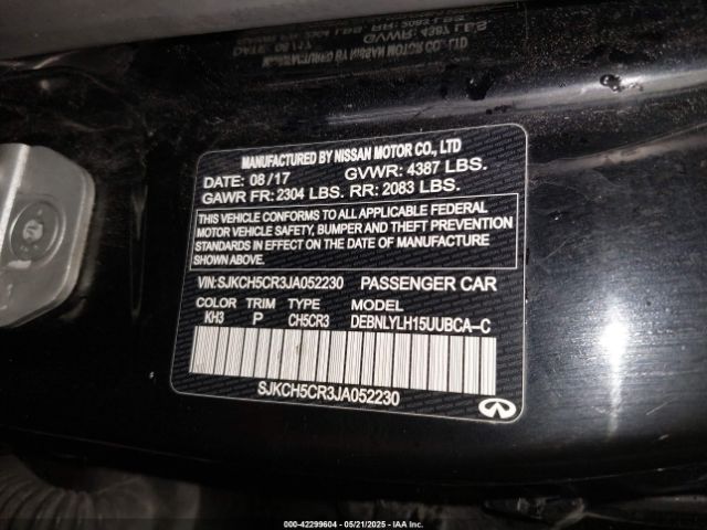 SJKCH5CR3JA052230 Infiniti Qx30 Premium