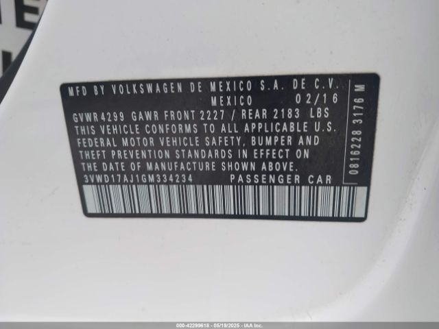 3VWD17AJ1GM334234 Volkswagen Jetta 1.8t Sport