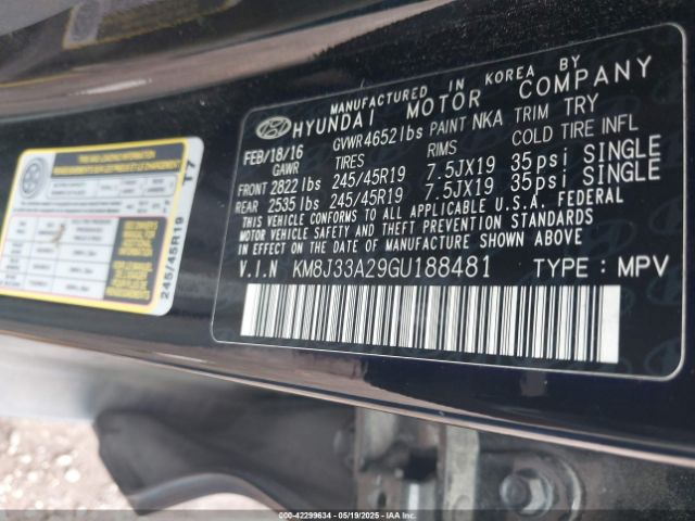 KM8J33A29GU188481 Hyundai Tucson Limited