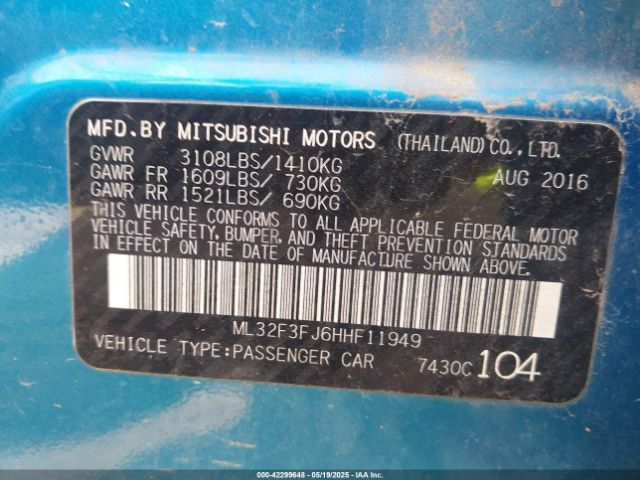 2017 MITSUBISHI MIRAGE G4 ML32F3FJ6HHF11949 Photo 8