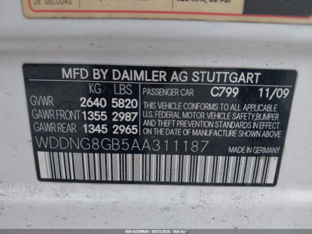2010 MERCEDES-BENZ S 550 WDDNG8GB5AA311187 Photo 8