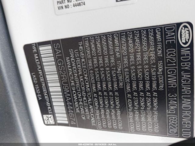 SALGS2RU9MA444674 Land Rover Range Rover Westminster