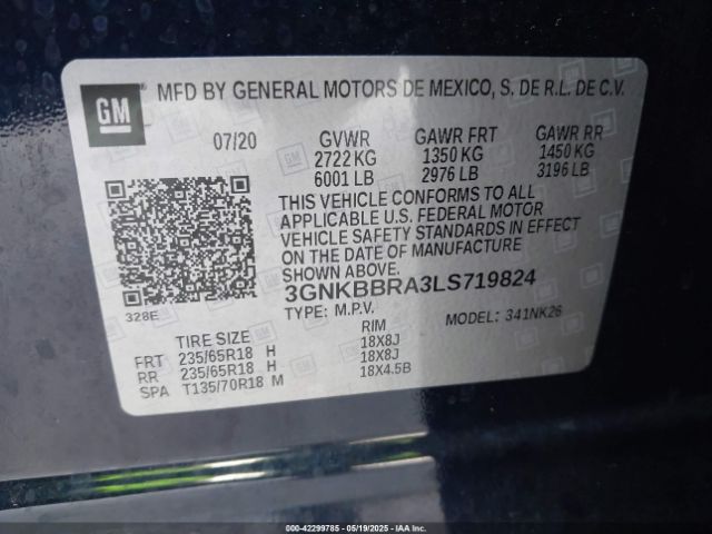3GNKBBRA3LS719824 Chevrolet Blazer Fwd 1lt