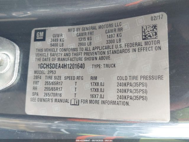 1GCHSDEA4H1201640 Chevrolet Colorado Z71