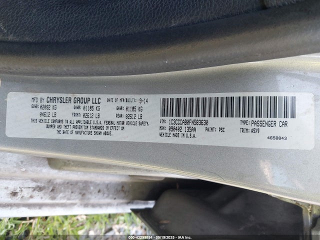Aukcja sprzedaży 2015 Chrysler 200 Limited, vin: 1C3CCCAB0FN583630, numer aukcji: 42299854