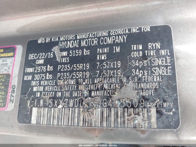 5XYZWDLA6HG485509 Hyundai t-gdi theta ii