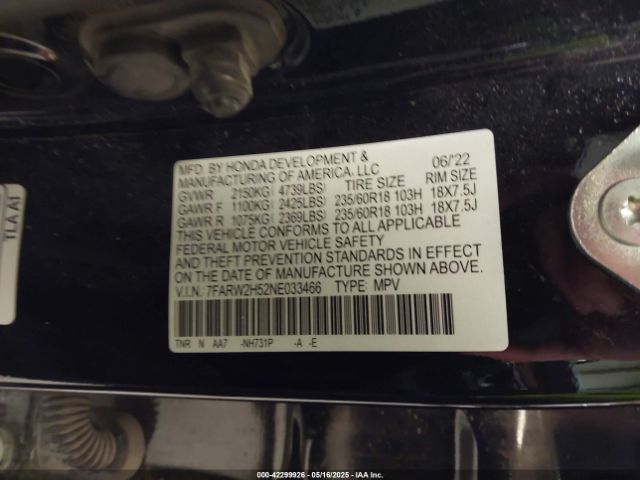 7FARW2H52NE033466 Honda Cr-v Awd Ex