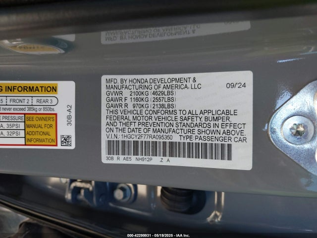 1HGCY2F77RA095350 Honda lfc5