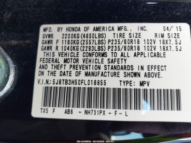 5J8TB3H50FL018855 Acura RDX