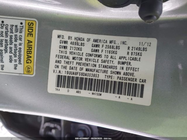 2013 ACURA TL 19UUA8F59DA003853 Photo 8