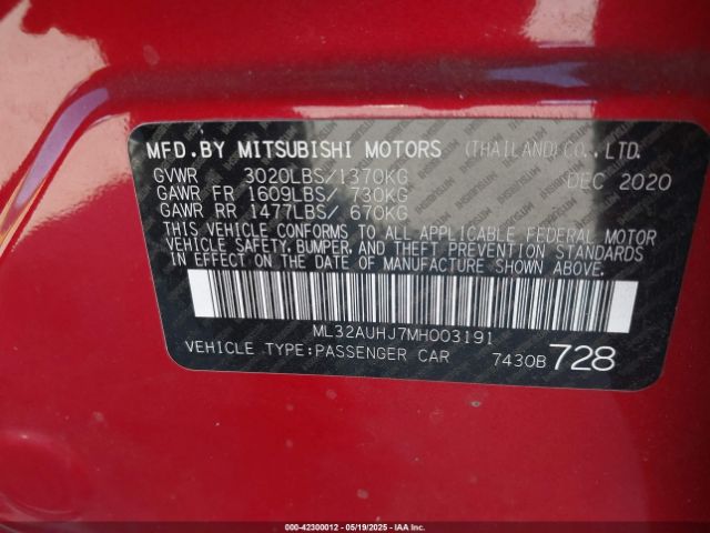 2021 MITSUBISHI MIRAGE ML32AUHJ7MH003191 Photo 8