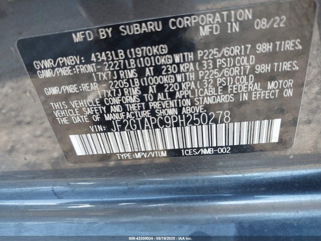 Subaru na 2023 JF2GTAPC9PH250278 Image 9