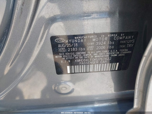 KMHD84LF0KU761622 Hyundai mpi nu