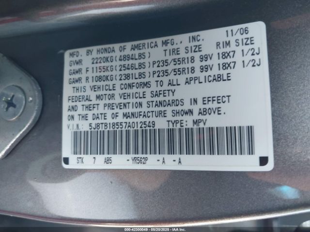 2007 ACURA RDX 5J8TB18557A012549 Photo 8