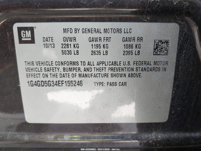 Buick Lacrosse Premium I Group 2014 1G4GD5G34EF155246 Image 9