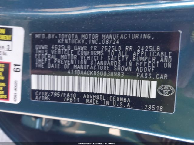 4T1DAACK0SU038983 Toyota CAMRY LE