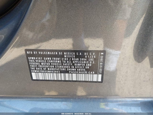 Продажа на аукционе авто 2025 Volkswagen Jetta 1.5t Sport, vin: 3VWBX7BU3SM052653, номер лота: 42300218