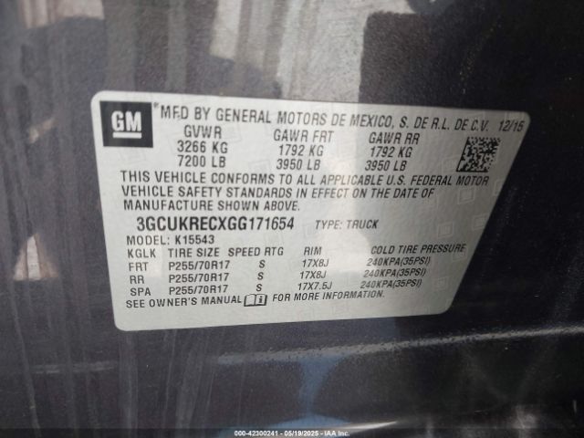 3GCUKRECXGG171654 Chevrolet l83 - sidi, vvt, afm, e85 max, aluminum