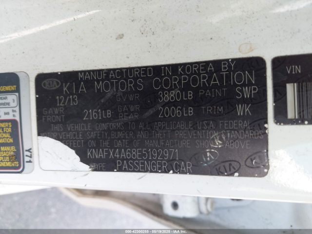 KNAFX4A68E5192971 KIA FORTE LX