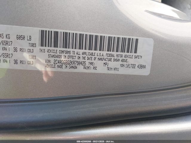 2019 DODGE GRAND CARAVAN 2C4RDGBG2KR790425 Photo 8