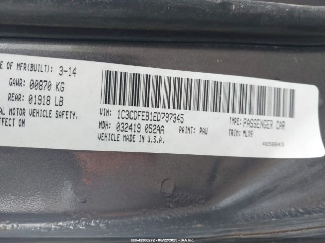 1C3CDFEB1ED797345 Dodge DART GT