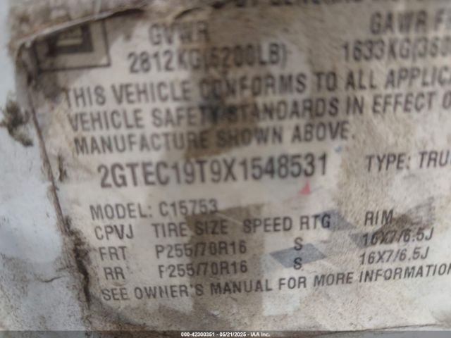 1999 GMC SIERRA 1500 2GTEC19T9X1548531 Photo 8