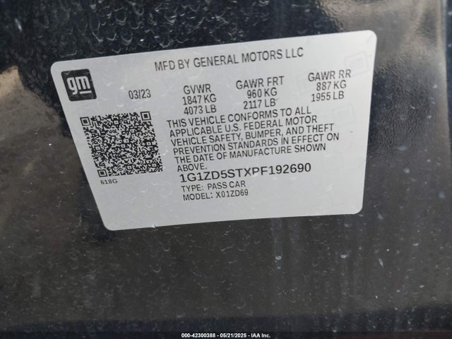 1G1ZD5STXPF192690 Chevrolet Malibu Fwd 1lt