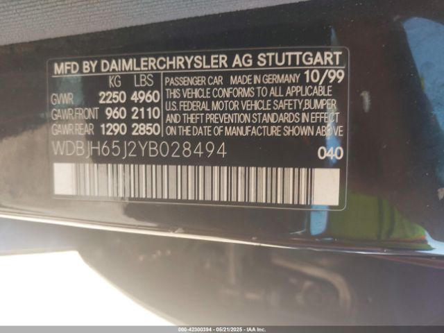 2000 MERCEDES-BENZ E 320 WDBJH65J2YB028494 Photo 8