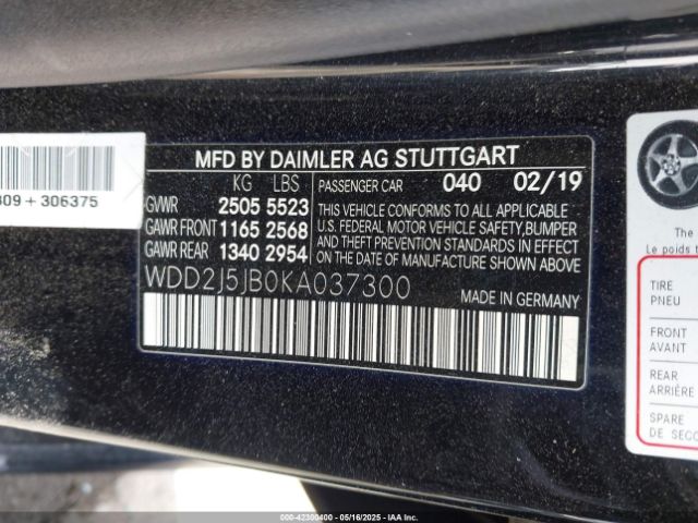 WDD2J5JB0KA037300 Mercedes-Benz CLS 450