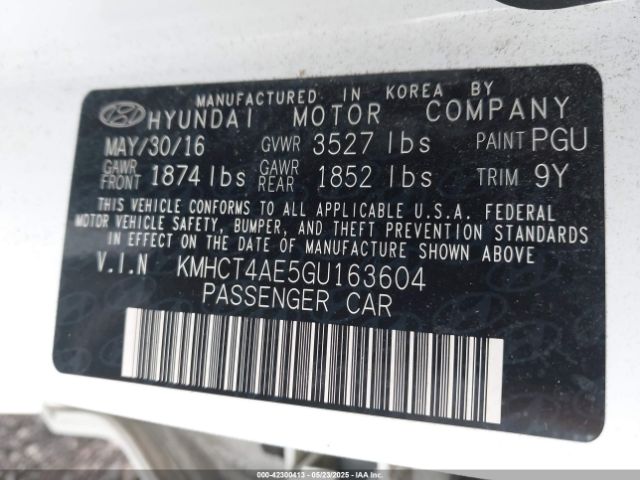KMHCT4AE5GU163604 Hyundai ACCENT SE