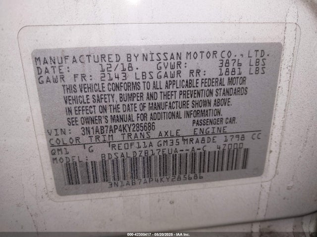 Nissan 2019 2019 3N1AB7AP4KY285686 Image 9
