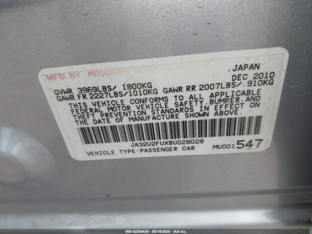 2011 MITSUBISHI LANCER JA32U2FUXBU028028 Photo 8