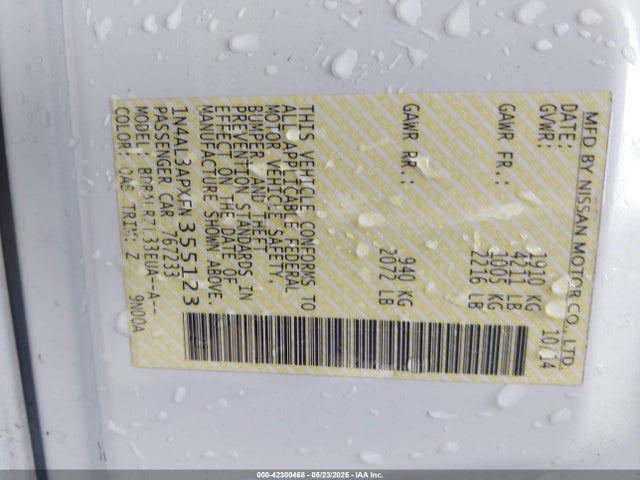 1N4AL3APXFN355123 Nissan Altima 2.5 Sl
