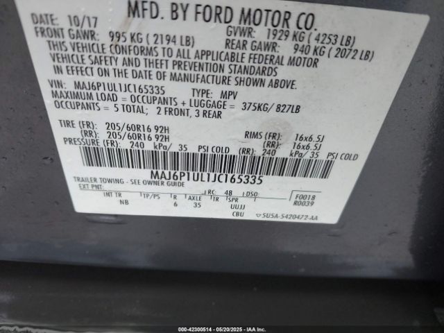 2018 FORD ECOSPORT MAJ6P1UL1JC165335 Photo 8