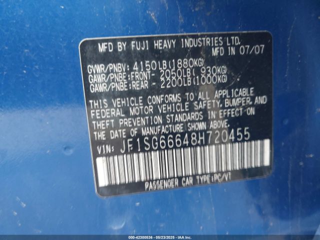 2008 SUBARU FORESTER JF1SG66648H720455 Photo 8